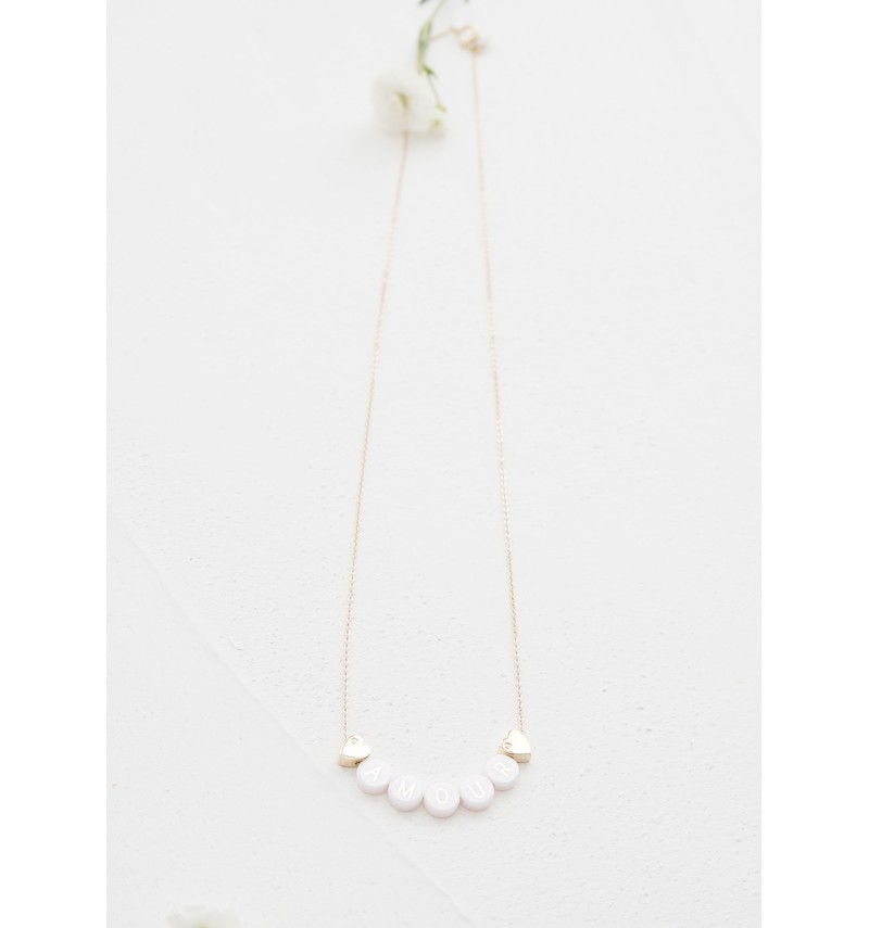ceramic short necklace + 1 plated gold heart