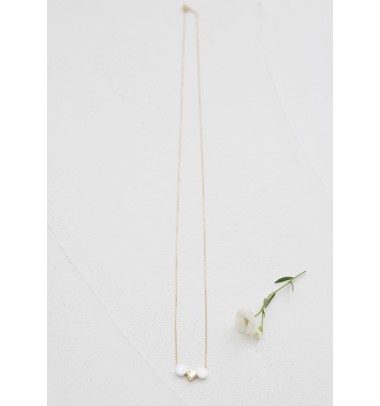 ceramic long necklace + 1 plated gold heart