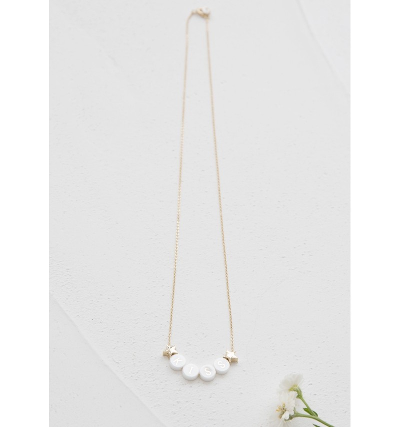 ceramic + 2 gold stars long necklace