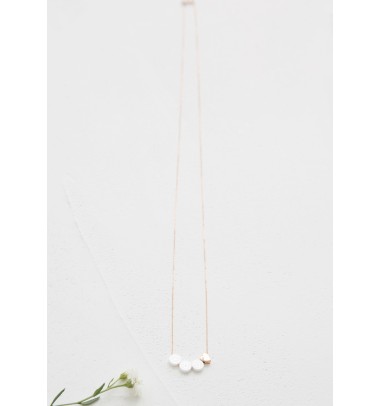 ceramic + 1 gold heart long necklace