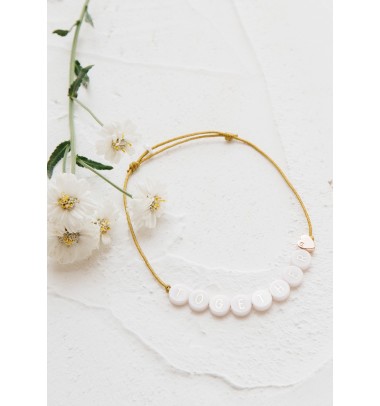 bracelet perle(s) céramique + 1 coeur plaquée or