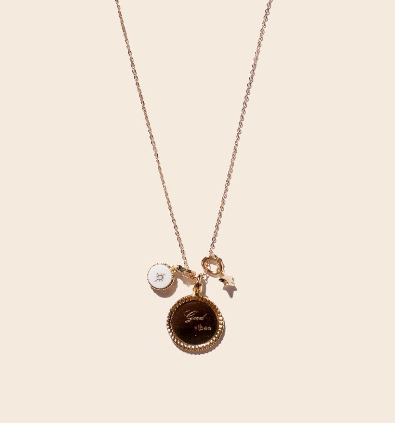"good vibes" charms necklace