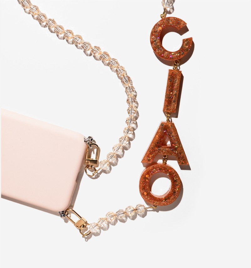 maxi glitter cell phone handle "ciao" maxi glitter cell phone handle "ciao"