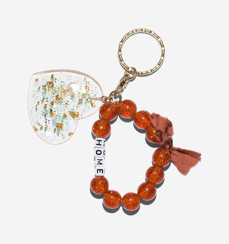 maxi glitter heart key ring "home"