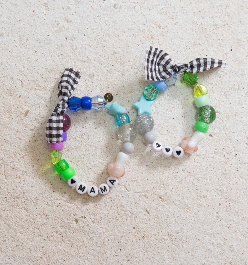 duo of mushroom ‘mama’ + ‘♥︎♥︎♥︎’ bracelets