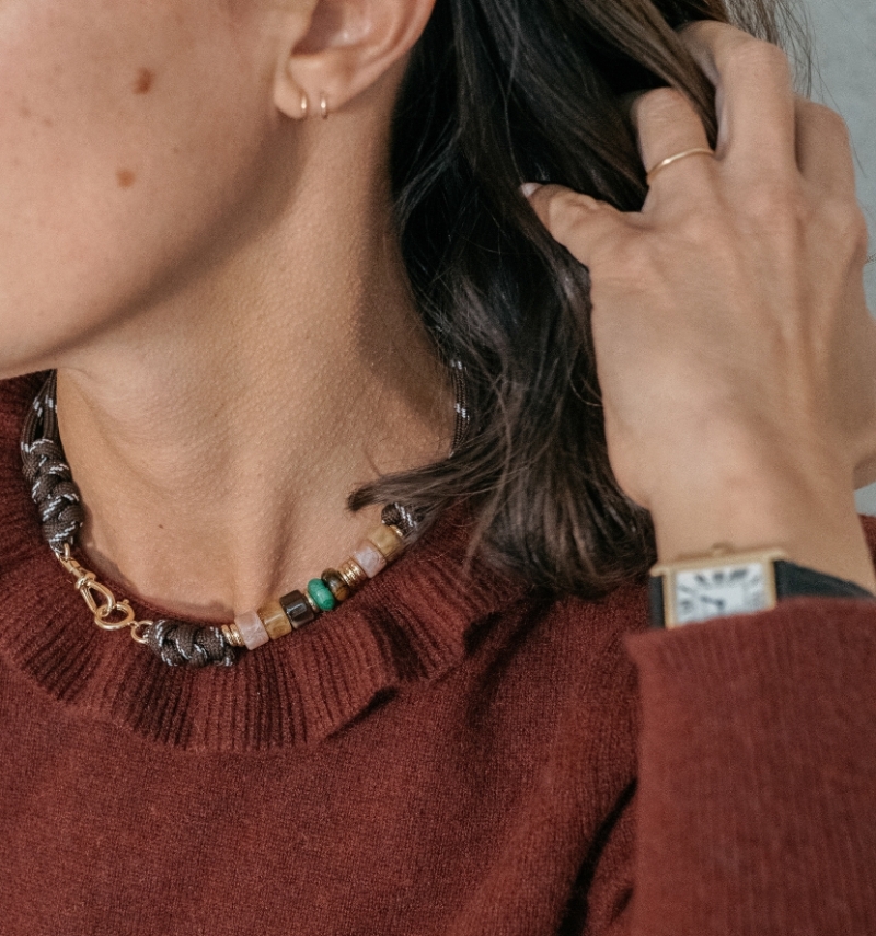 Maxi-bows brown necklace